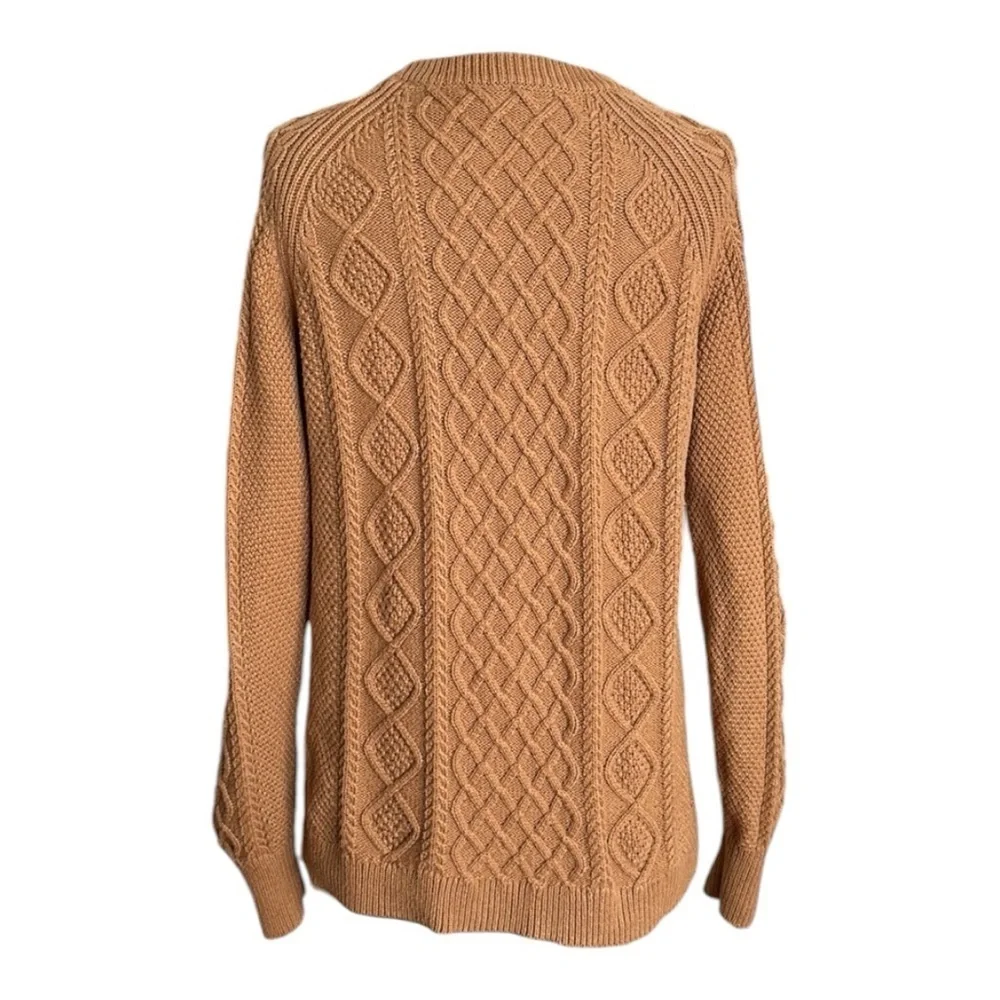 J. CREW Cable Knit‎ Sweater Cotton Fisherman Chunky Tan, Size Small